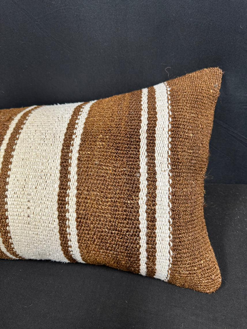 Turkish Hemp Pillow Cushion Natural Beige Brown Cushion Cover 14x40 #30497