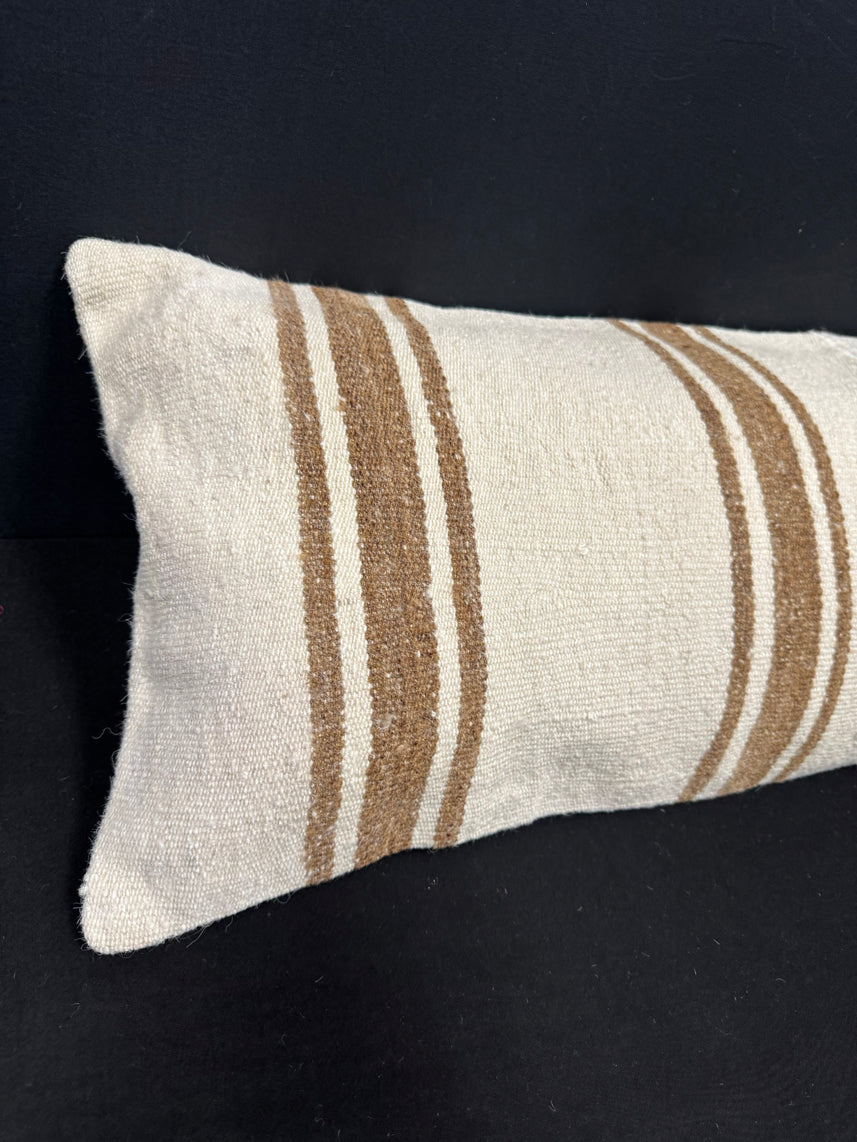Turkish Hemp Pillow Cushion Natural Beige Brown Cushion Cover 14x40 #30496