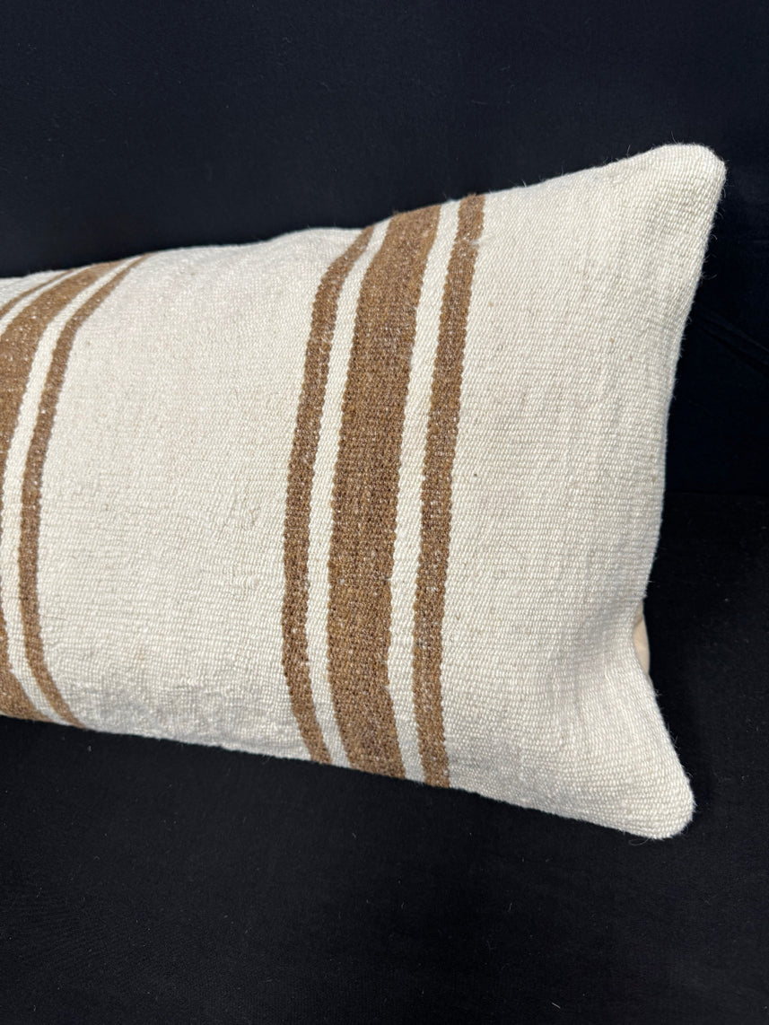 Turkish Hemp Pillow Cushion Natural Beige Brown Cushion Cover 14x40 #30496