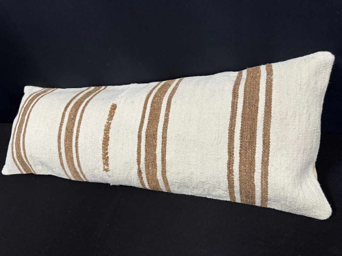 Turkish Hemp Pillow Cushion Natural Beige Brown Cushion Cover 14x40 #30496