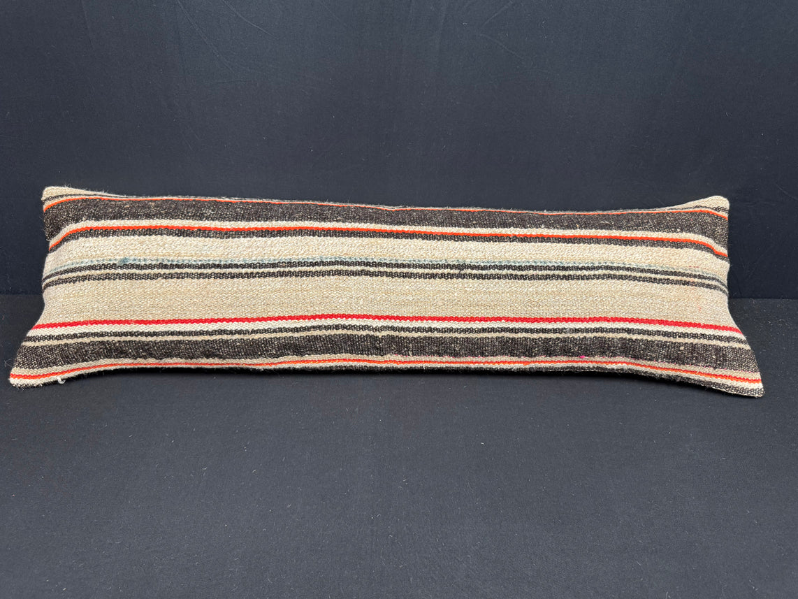 Turkish Hemp Pillow Cushion Natural Beige Black Cushion Cover 14x40 #30519