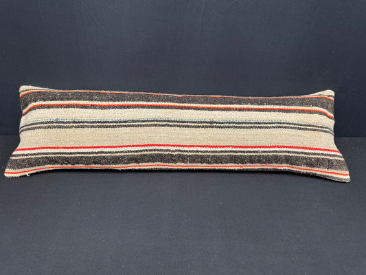 Turkish Hemp Pillow Cushion Natural Beige Black Cushion Cover 14x40 #30519