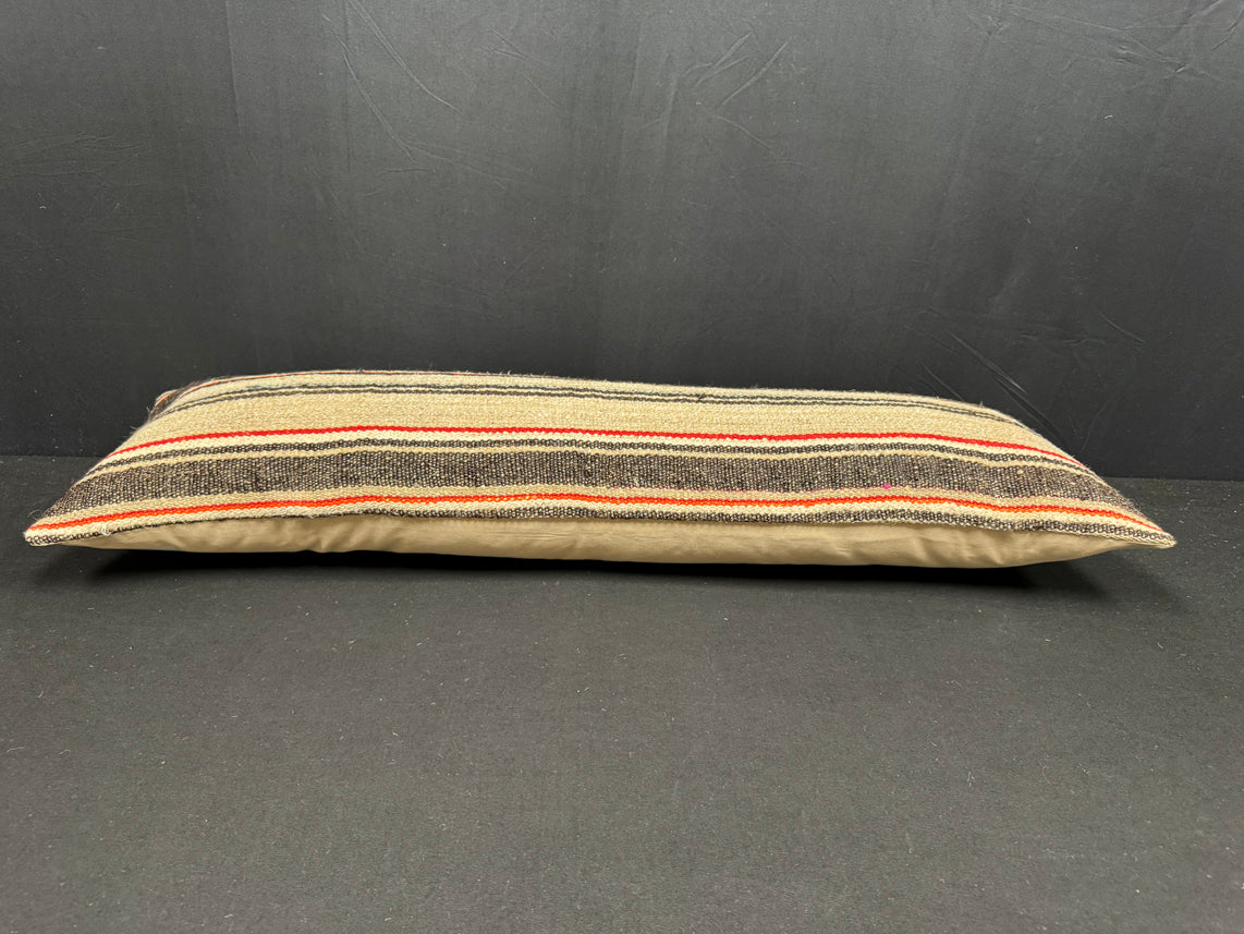 Turkish Hemp Pillow Cushion Natural Beige Black Cushion Cover 14x40 #30519