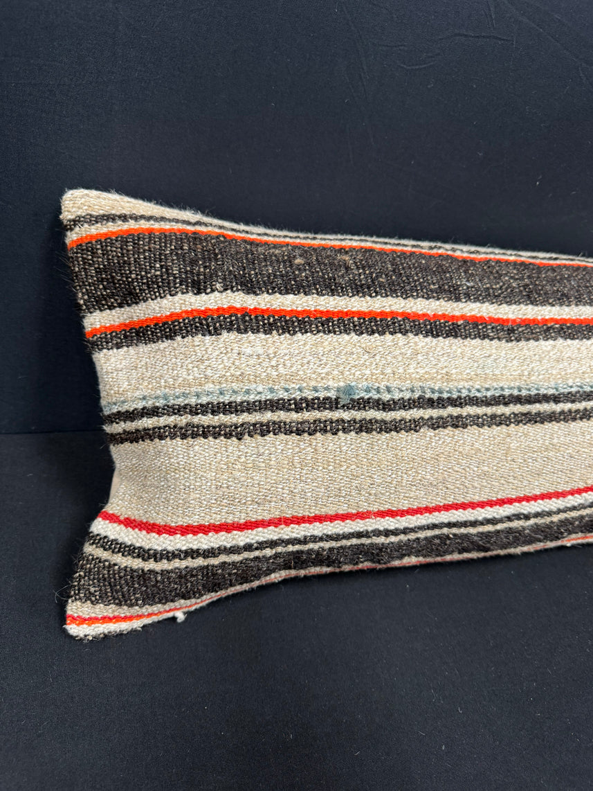 Turkish Hemp Pillow Cushion Natural Beige Black Cushion Cover 14x40 #30519