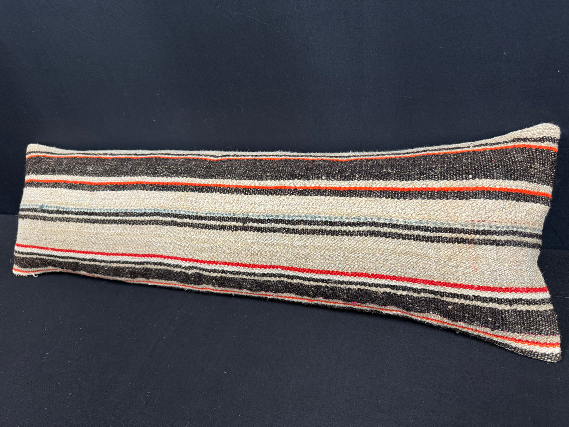 Turkish Hemp Pillow Cushion Natural Beige Black Cushion Cover 14x40 #30519