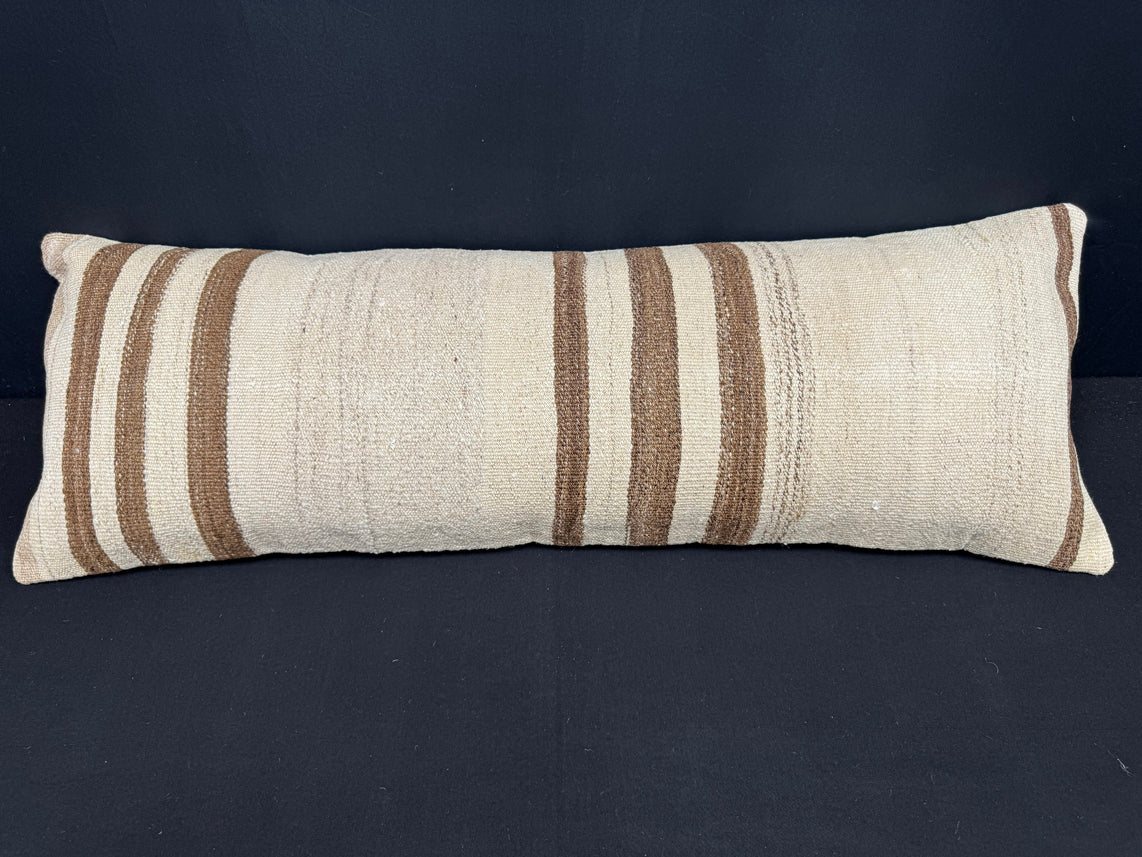 Turkish Hemp Pillow Cushion Natural Beige Brown Cushion Cover 14x40 #30439