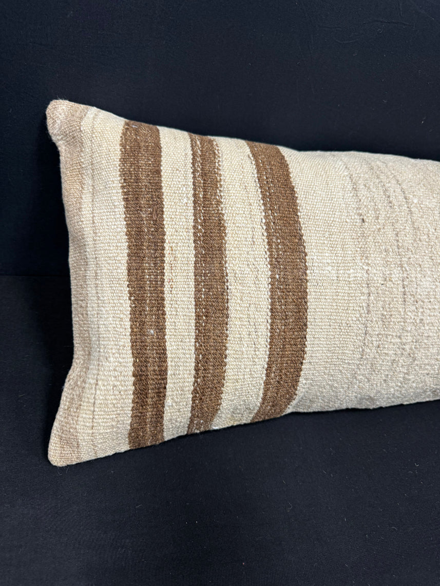 Turkish Hemp Pillow Cushion Natural Beige Brown Cushion Cover 14x40 #30439