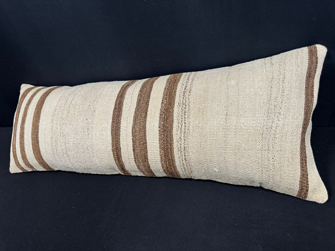 Turkish Hemp Pillow Cushion Natural Beige Brown Cushion Cover 14x40 #30439
