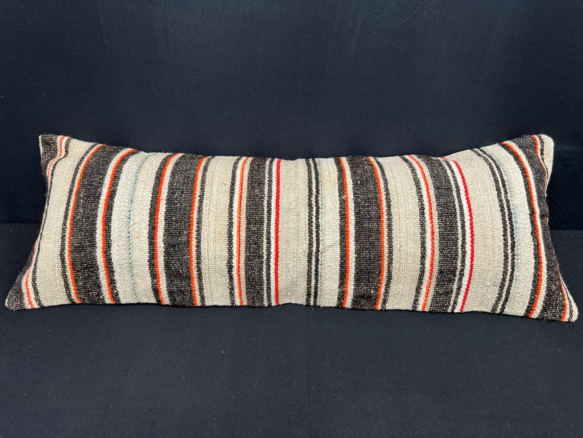 Turkish Hemp Pillow Cushion Natural Beige Black Cushion Cover 14x40 #30453