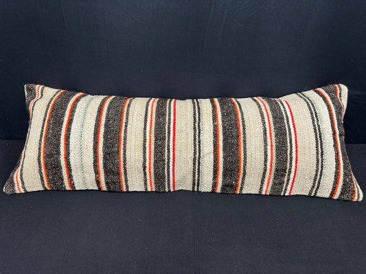 Turkish Hemp Pillow Cushion Natural Beige Black Cushion Cover 14x40 #30453