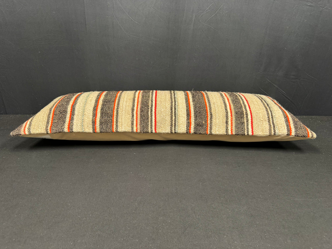 Turkish Hemp Pillow Cushion Natural Beige Black Cushion Cover 14x40 #30453