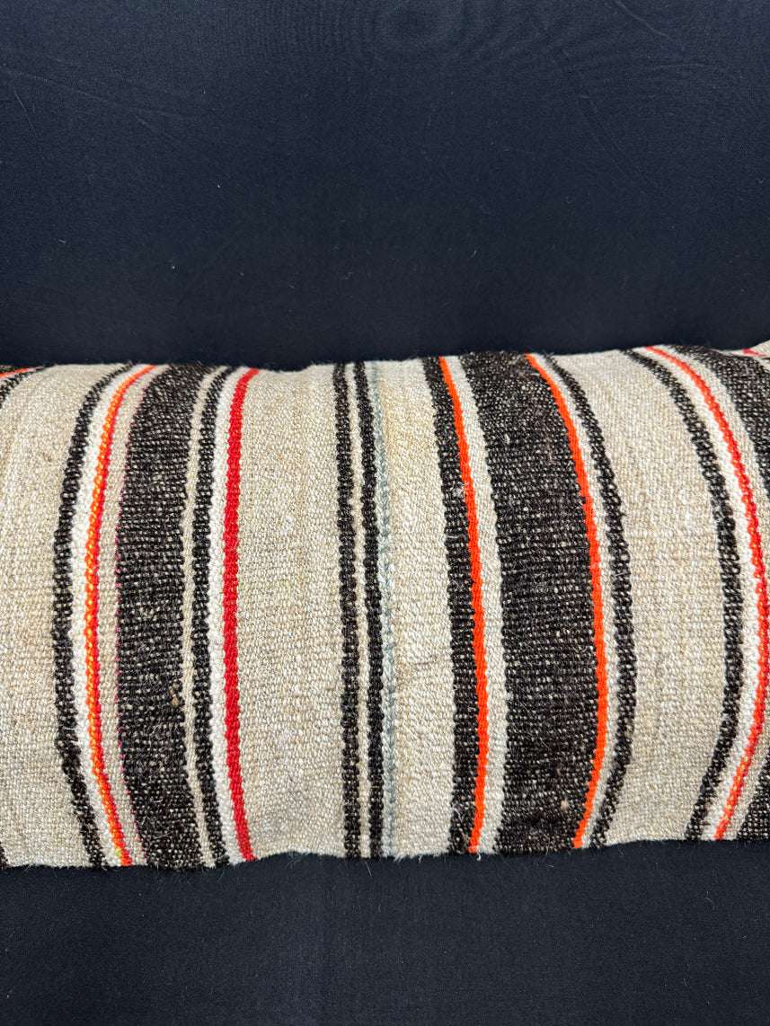 Turkish Hemp Pillow Cushion Natural Beige Black Cushion Cover 14x40 #30453