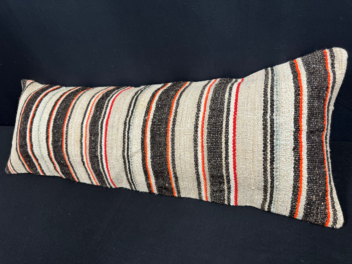 Turkish Hemp Pillow Cushion Natural Beige Black Cushion Cover 14x40 #30453