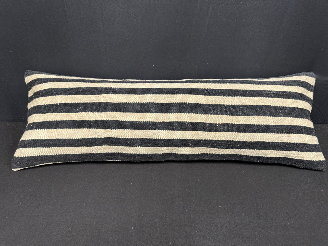 Turkish Hemp Pillow Cushion Natural Beige Black Cushion Cover 14x40 #30507