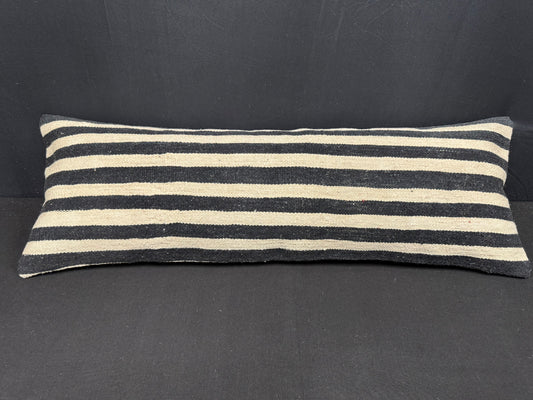 Turkish Hemp Pillow Cushion Natural Beige Black Cushion Cover 14x40 #30507