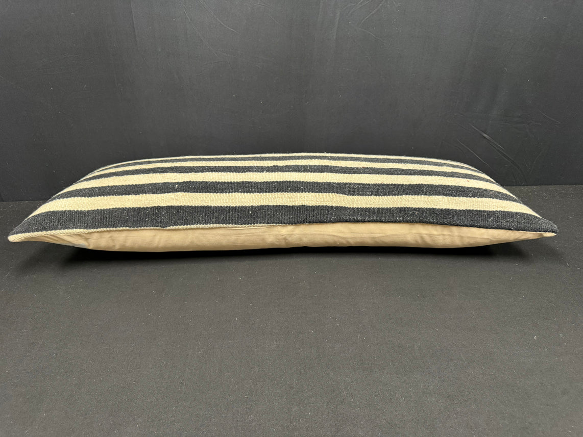Turkish Hemp Pillow Cushion Natural Beige Black Cushion Cover 14x40 #30507