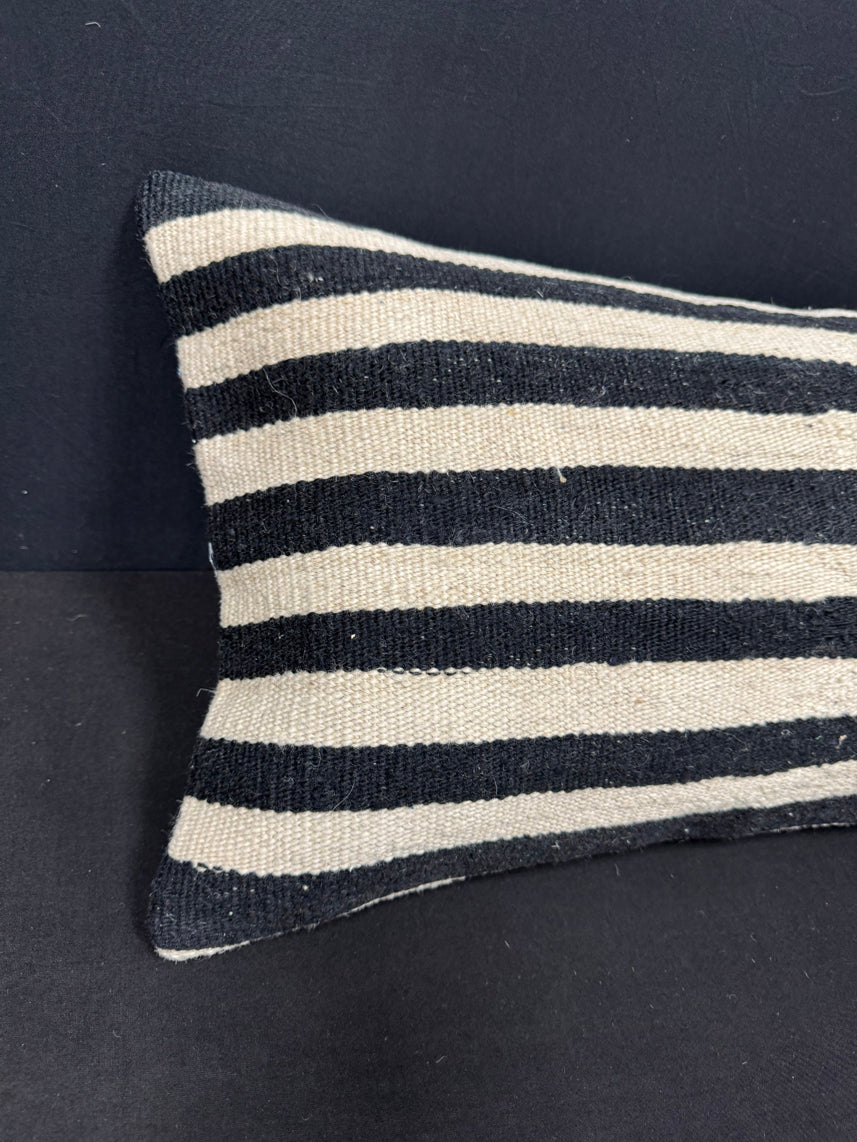 Turkish Hemp Pillow Cushion Natural Beige Black Cushion Cover 14x40 #30507