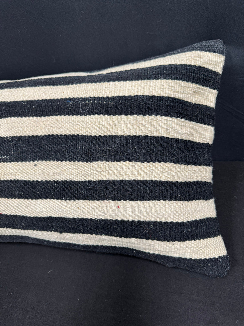 Turkish Hemp Pillow Cushion Natural Beige Black Cushion Cover 14x40 #30507