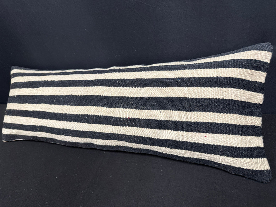 Turkish Hemp Pillow Cushion Natural Beige Black Cushion Cover 14x40 #30507