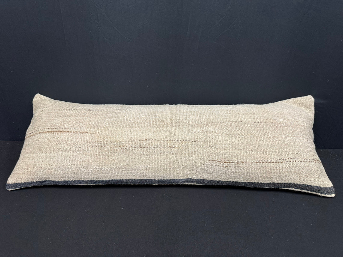 Turkish Hemp Pillow Cushion Natural Beige Black Cushion Cover 14x40 #30433