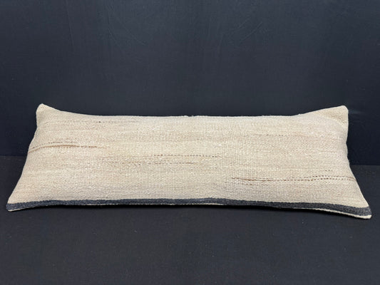 Turkish Hemp Pillow Cushion Natural Beige Black Cushion Cover 14x40 #30433