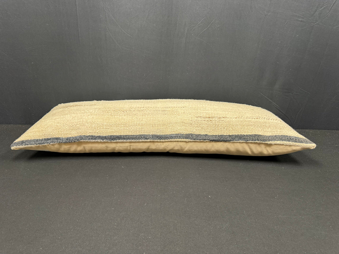 Turkish Hemp Pillow Cushion Natural Beige Black Cushion Cover 14x40 #30433
