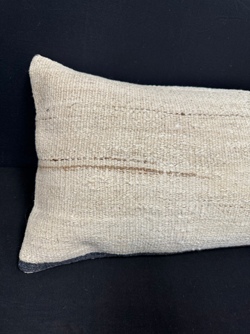 Turkish Hemp Pillow Cushion Natural Beige Black Cushion Cover 14x40 #30433