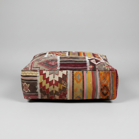 Turkish Kilim Ottoman Pouffe 39"x39"x12" #02-P
