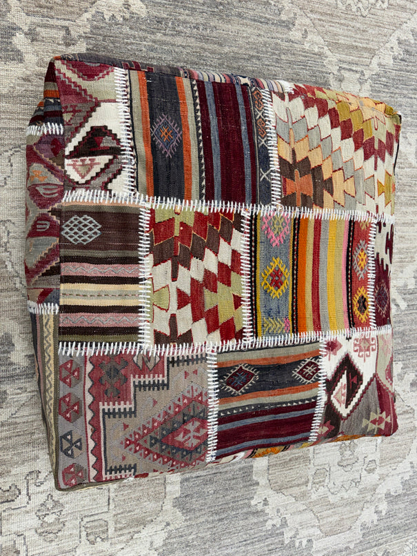 Turkish Kilim Ottoman Pouffe 39"x39"x12" #02-P