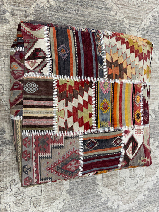 Turkish Kilim Ottoman Pouffe 39"x39"x12" #02-P