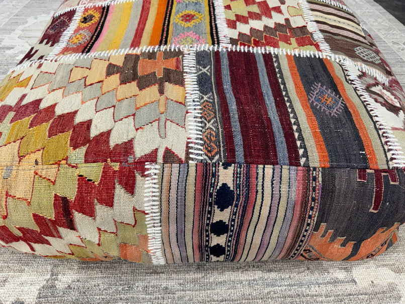 Turkish Kilim Ottoman Pouffe 39"x39"x12" #02-P
