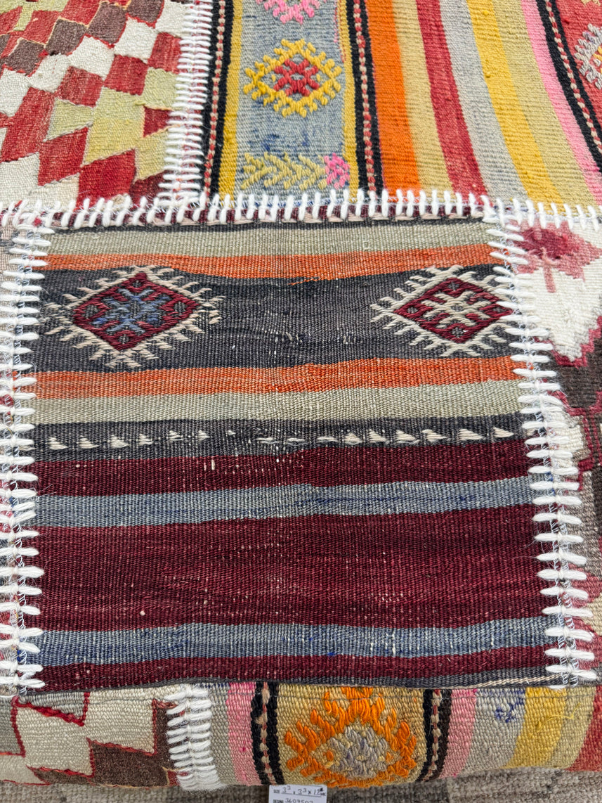 Turkish Kilim Ottoman Pouffe 39"x39"x12" #02-P