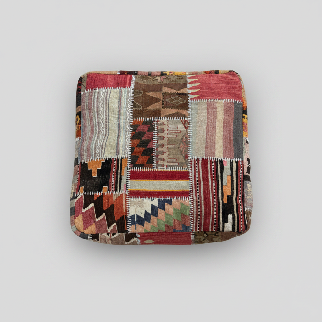 Turkish Kilim Ottoman Pouffe 39"x39"x12" #15-P