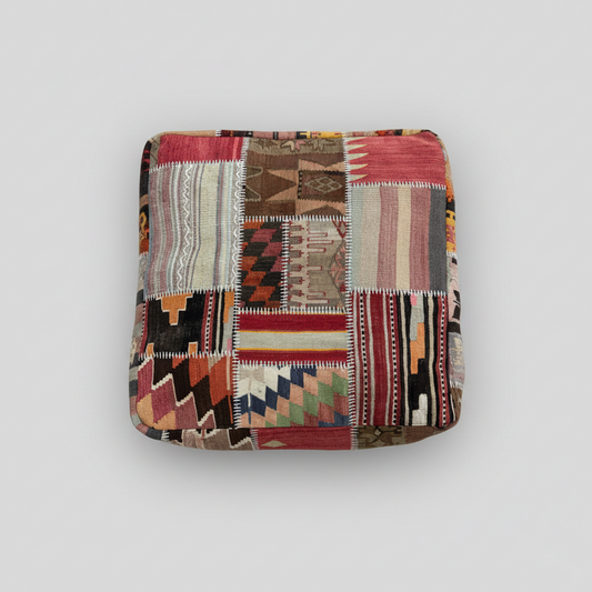 Turkish Kilim Ottoman Pouffe 39"x39"x12" #15-P