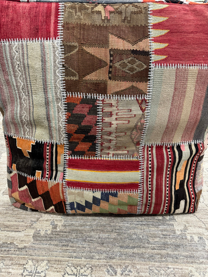 Turkish Kilim Ottoman Pouffe 39"x39"x12" #15-P