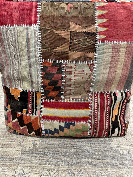 Turkish Kilim Ottoman Pouffe 39"x39"x12" #15-P