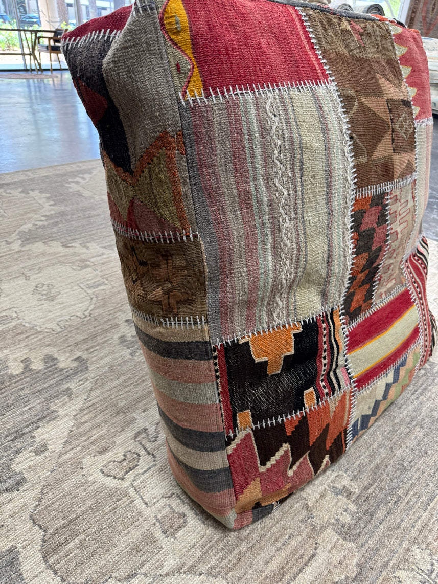 Turkish Kilim Ottoman Pouffe 39"x39"x12" #15-P