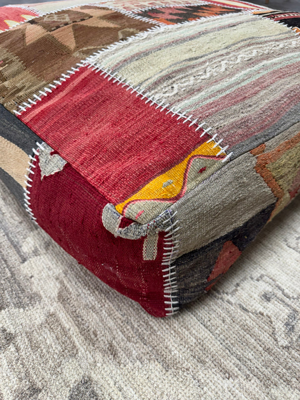 Turkish Kilim Ottoman Pouffe 39"x39"x12" #15-P