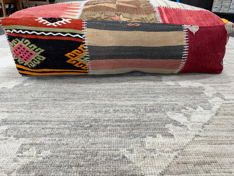 Turkish Kilim Ottoman Pouffe 39"x39"x12" #15-P