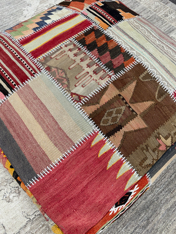 Turkish Kilim Ottoman Pouffe 39"x39"x12" #15-P