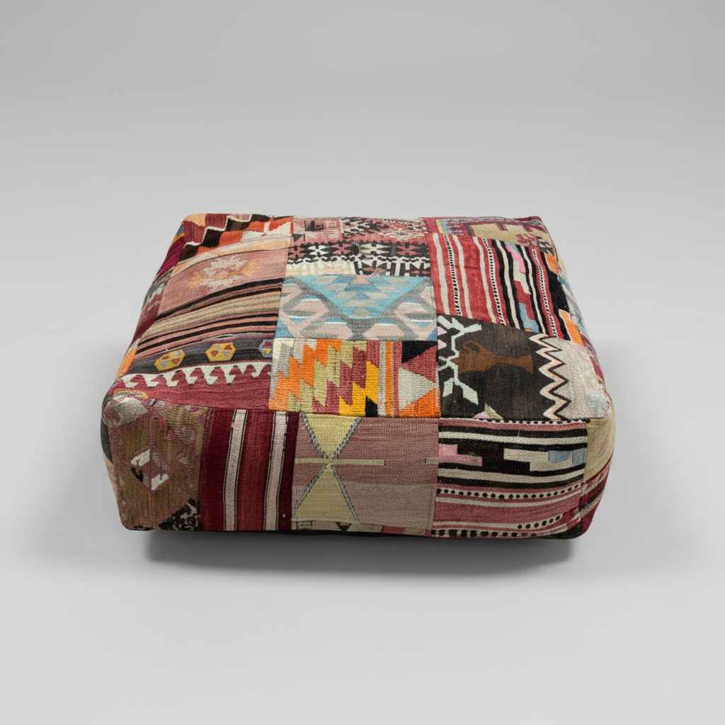 Turkish Kilim Ottoman Pouffe 39"x39"x12" #17-P