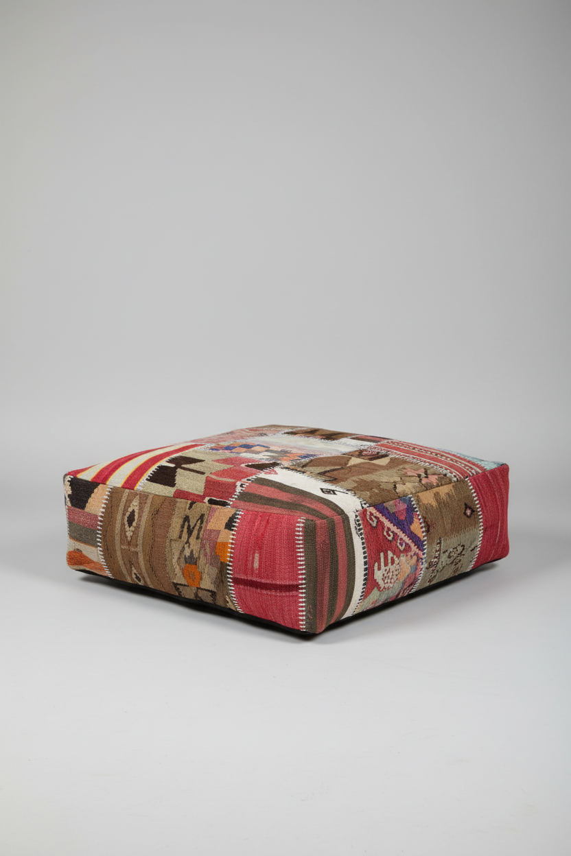 Turkish Kilim Ottoman Pouffe 39"x39"x12" #22-P