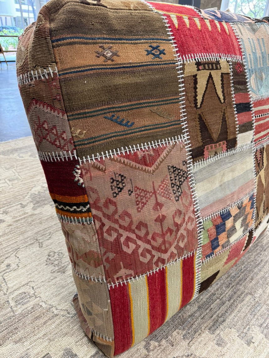 Turkish Kilim Ottoman Pouffe 39"x39"x12" #22-P