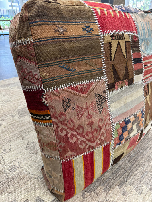 Turkish Kilim Ottoman Pouffe 39"x39"x12" #22-P