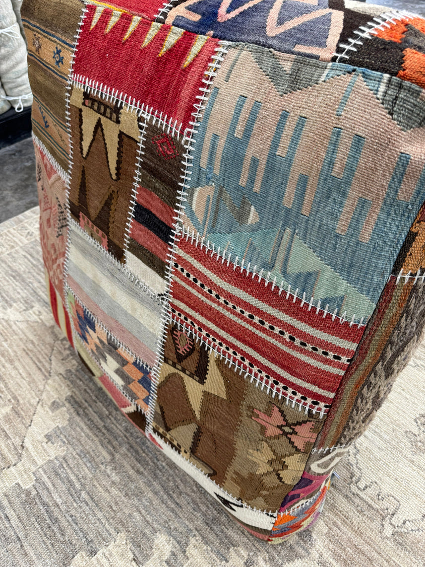 Turkish Kilim Ottoman Pouffe 39"x39"x12" #22-P
