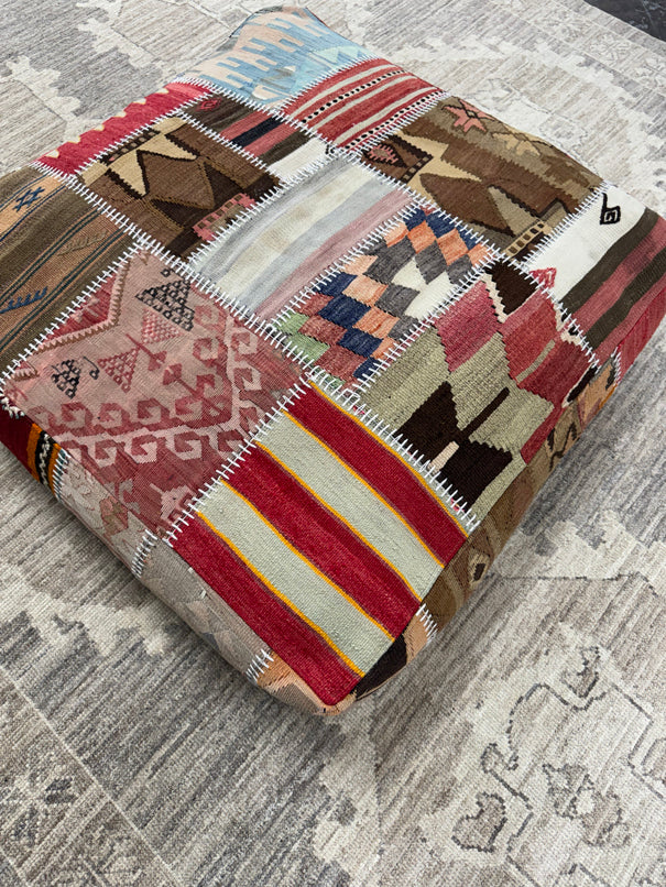 Turkish Kilim Ottoman Pouffe 39"x39"x12" #22-P