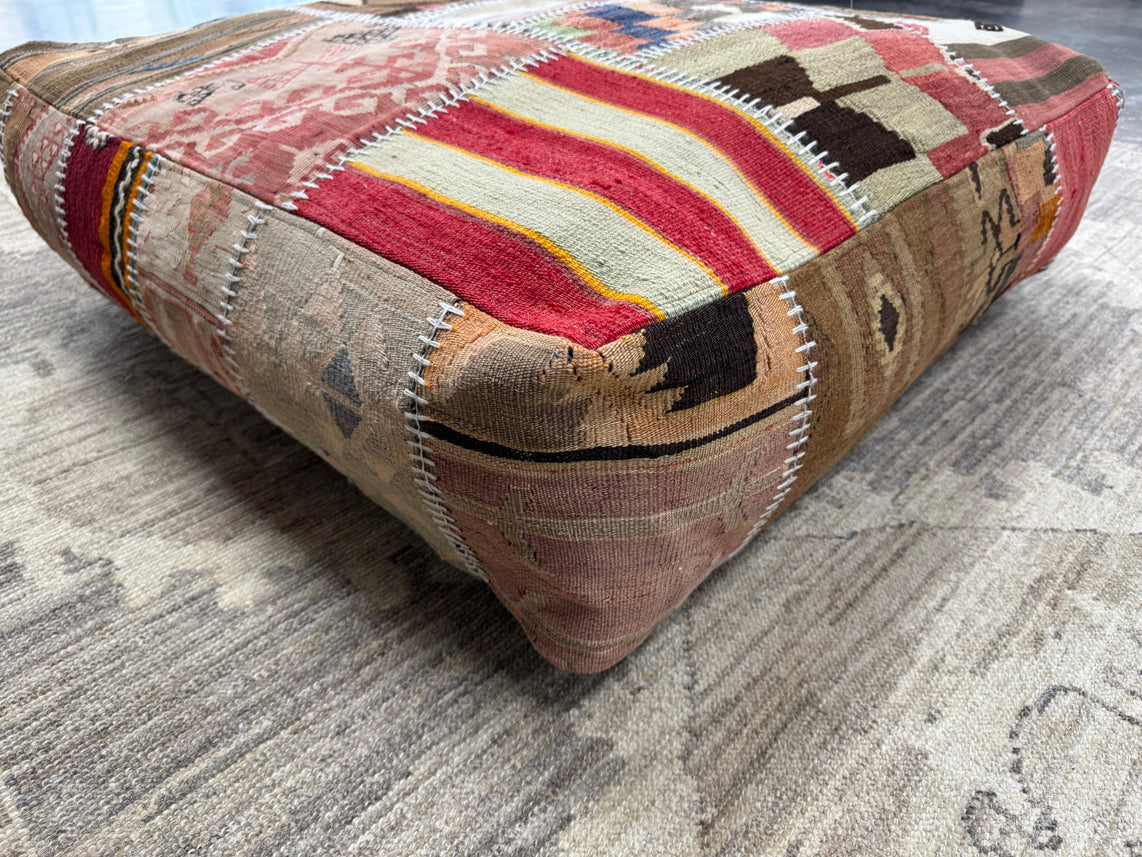 Turkish Kilim Ottoman Pouffe 39"x39"x12" #22-P