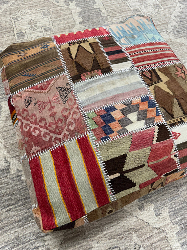 Turkish Kilim Ottoman Pouffe 39"x39"x12" #22-P