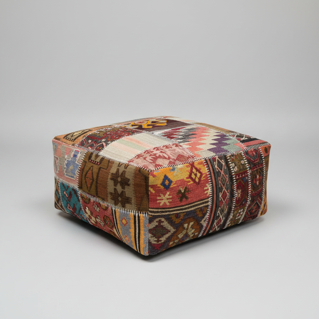 Turkish Kilim Ottoman Pouffe 39"x39"x12" #21-P