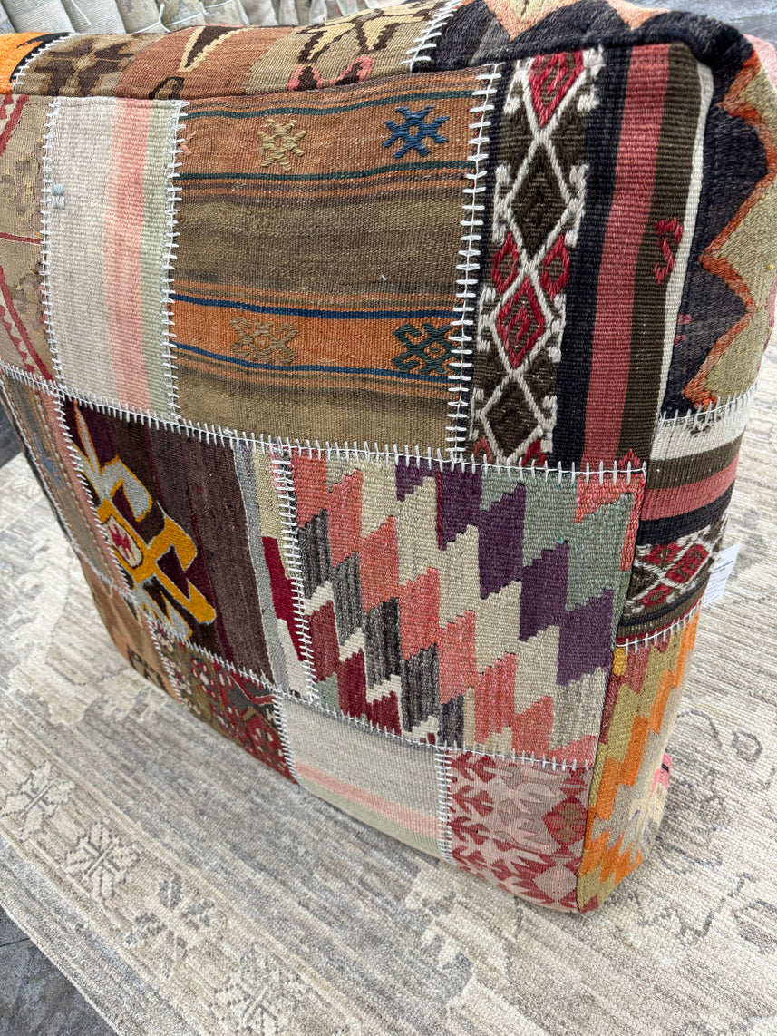 Turkish Kilim Ottoman Pouffe 39"x39"x12" #21-P